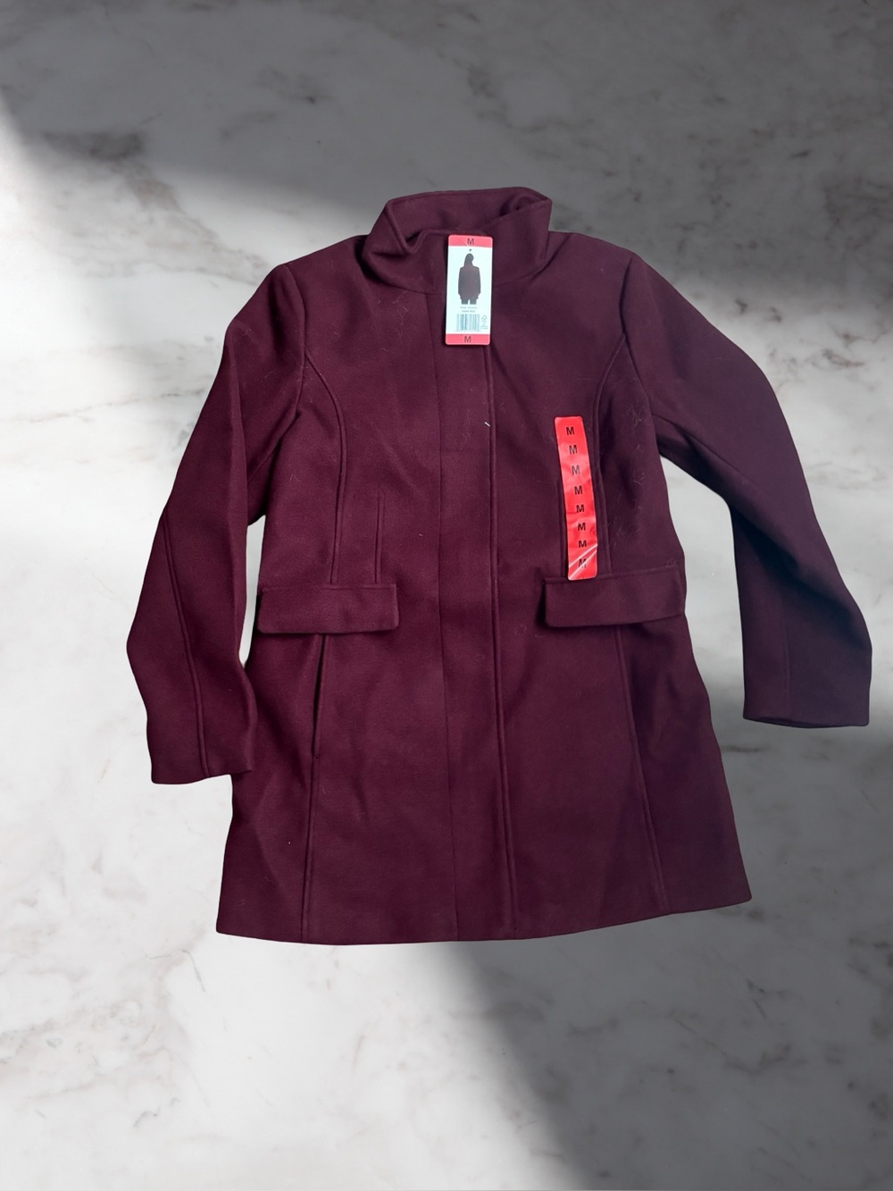 Vincen Camuto Women’s Burgundy Stand-Collar Coat Size Medium